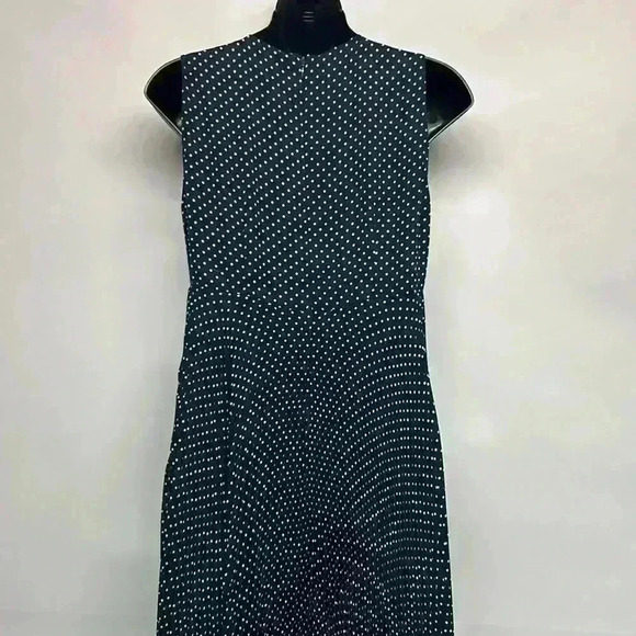 Blue dress with white polkadot sleeveless size 6 vintage - Picture 4 of 8